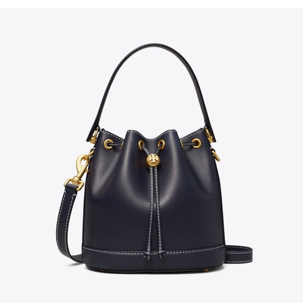 Tory Burch T Monogram Leather Bucket Bag